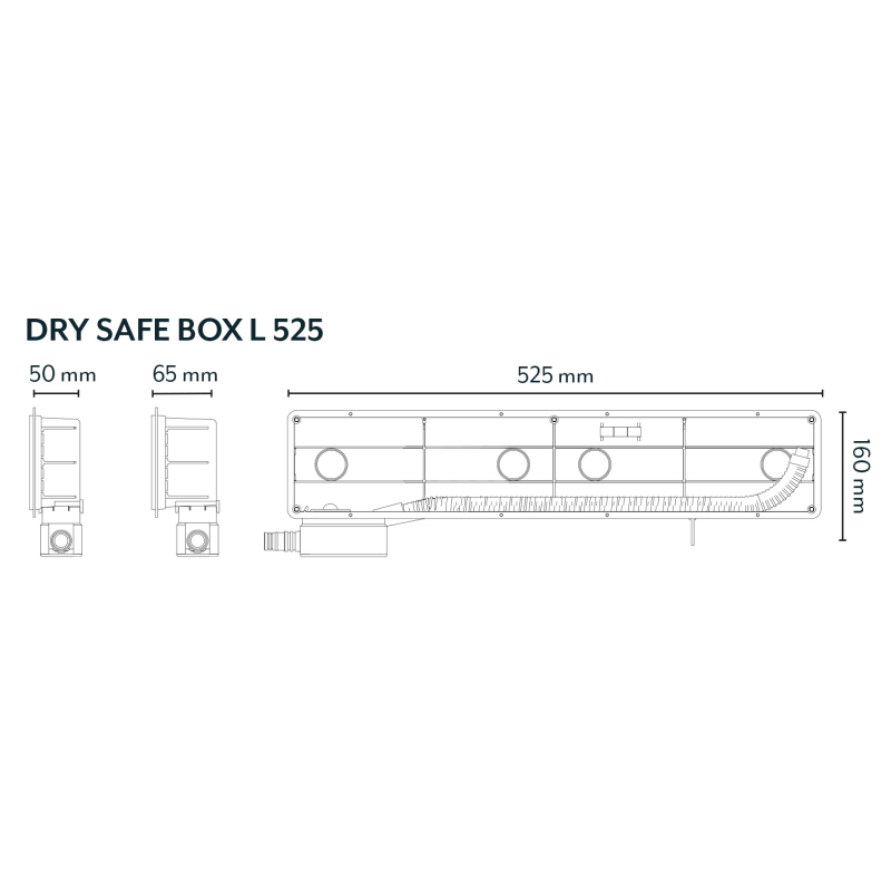 Unterputz Installationsbox Dry-Safe m. horizontalem Abfluss 525x160x68mm