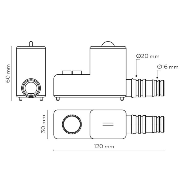 Siphon Micro m. horizontalem Auslauf