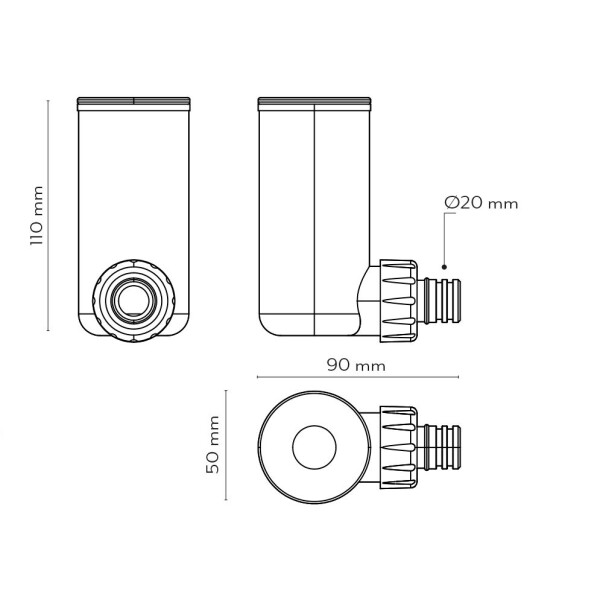 Siphon Mini m. horizontalem Auslauf