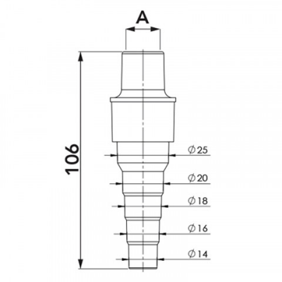 Straight fitting for hose yellow 16mm-14/16/18/20/25mm