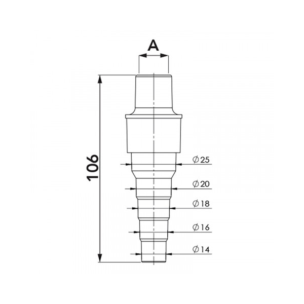 Straight fitting for hose yellow 16mm-14/16/18/20/25mm