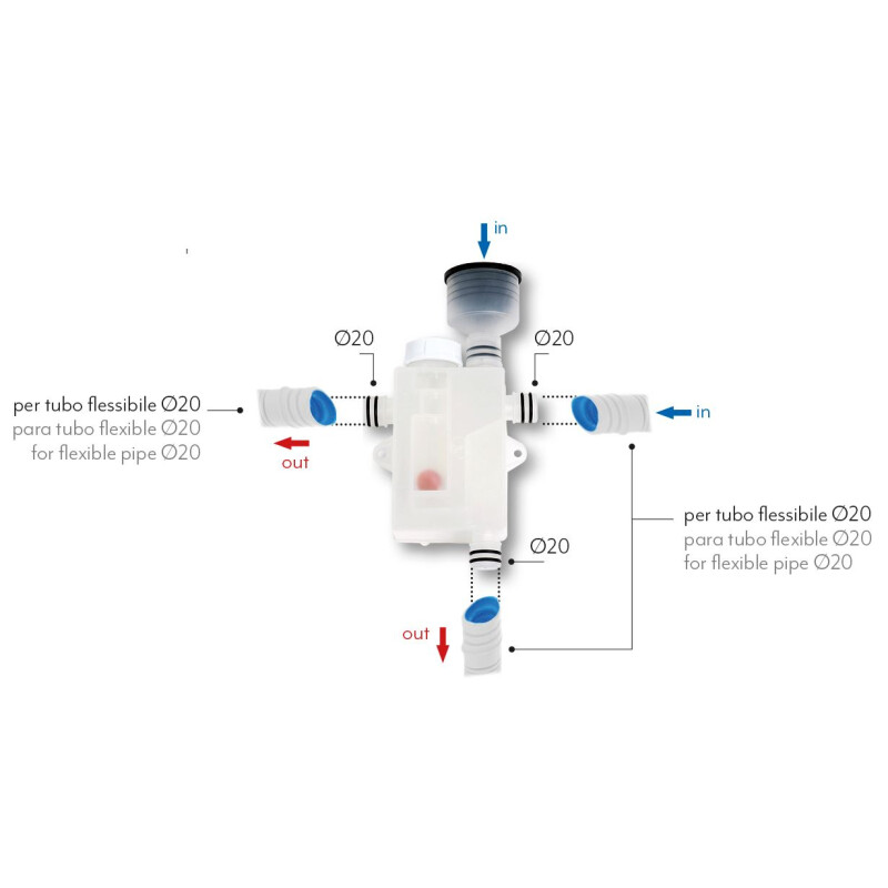 Siphon Double mit horizontalem Auslauf o. Gehäuse