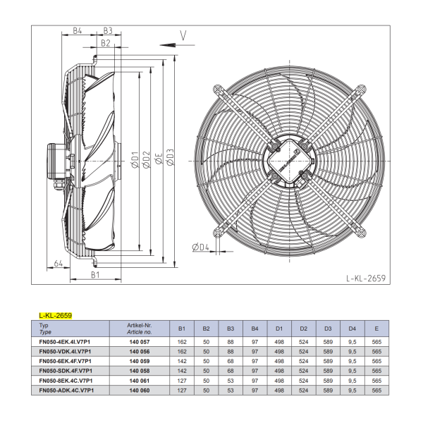 Axial fan FN050-VDK.4I.V7P1 Ziehl Abegg