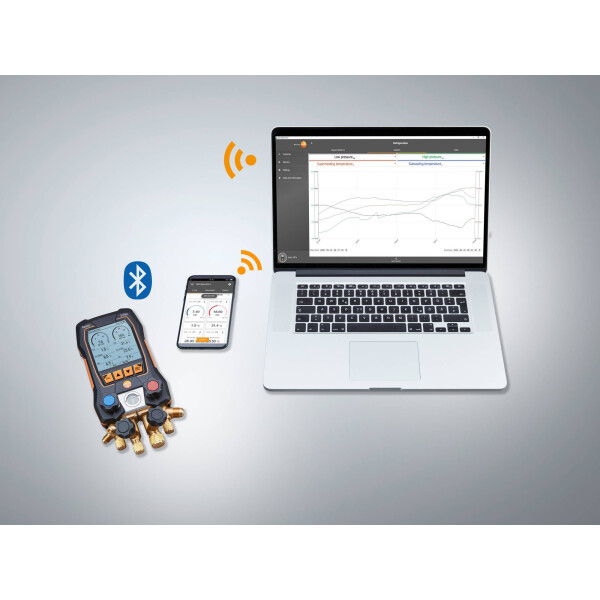 Digitale 4-Wege Monteurhilfe 570s Smart Vakuum Set m. Schläuchen Testo