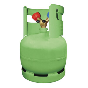 Recovery cylinder w. double valve 1/4"SAE green 6L