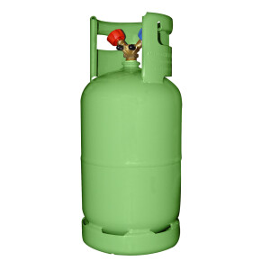 Recovery cylinder w. double valve 1/4"SAE green 12,5L