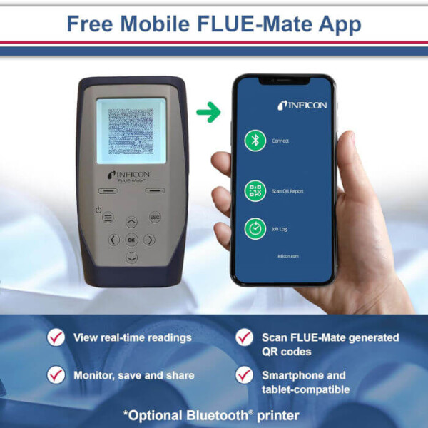 Abgasmess- und Analysegerät Flue-Mate m. Bluetoothdrucker Inficon