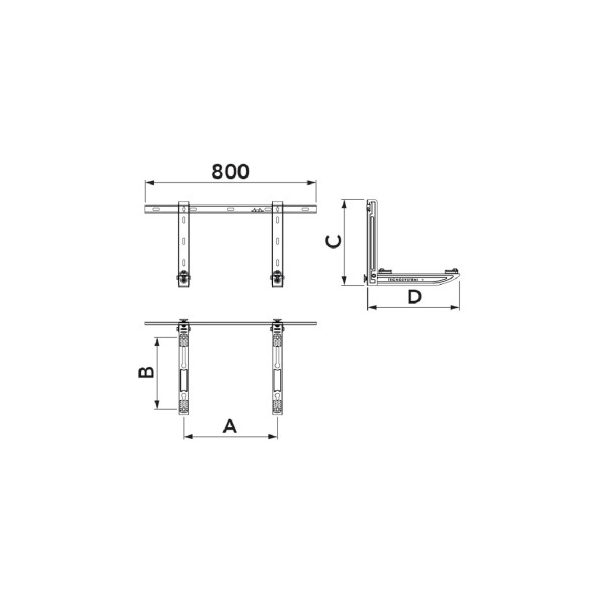 Edelstahl Wandkonsole mit Montageschiene GALILEO SGL 120A 100kg 430x400x800mm Tecnosystemi