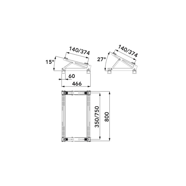 Dachkonsole f. Falzblechdächer TSTT-140A 140kg 14/27° 750x500mm Tecnosystemi