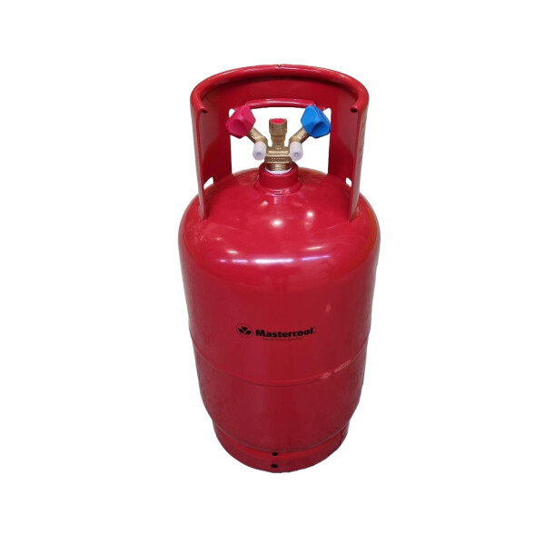 Recovery cylinder w. double valve 1/4"SAE red 12,5L